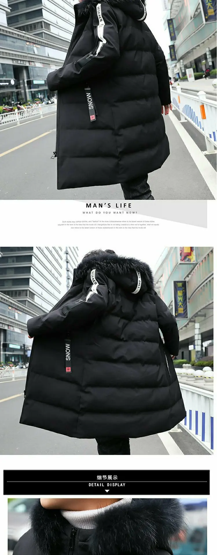 New Style Winter Mid-length Thick Coat Trend Korean-style Clothes Winter Cotton-padded Clothes Teenager MEN'S Cotton Clothe