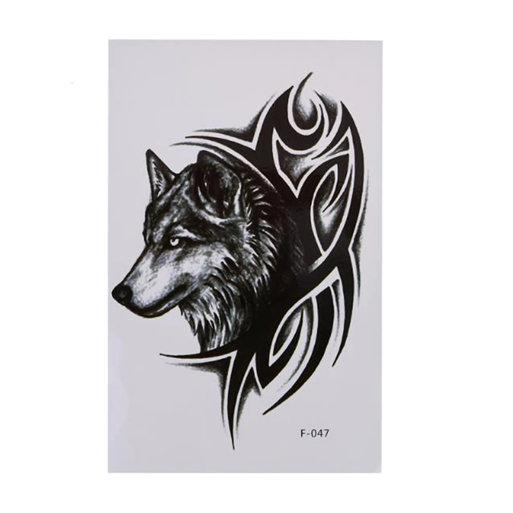Монохромный 1 шт Мужская Мода Временная татуировка наклейка s Brave Wolf водонепроницаемый рука татуировка на Тело Поддельные художественные наклейки декор - Цвет: Монохромный