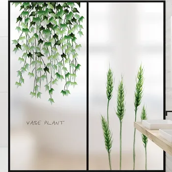 

Customized Size Static Cling Window Sticker Vinyl Nordic Plants Fresh Frosted Stained Decorative Privacy Protection Glass Cover