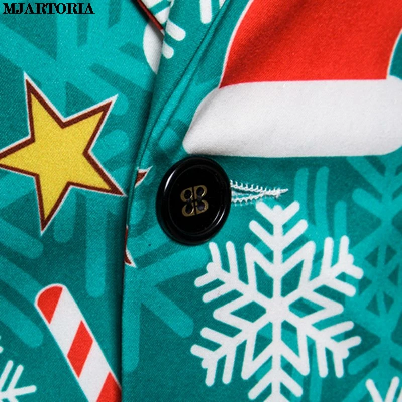 MJARTORIA Blazer Men Christmas Suit Jacket Costume New 2019 Mens Printing Slim Fit Blazer Stylish Coat Halloween Wild Tops Coats