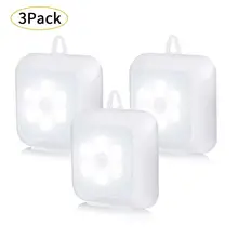 Движения Сенсор светильник, беспроводные Батарея-приведенный в действие светодиодный ночной Светильник для Лестница, шкаф, шкаф для одежды шкаф, Спальня, Кухня(3 пакета