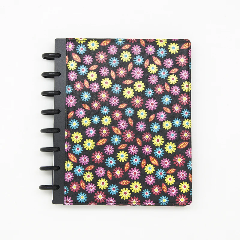 

A5+ Notebook Mushroom Hole Loose-leaf Notepad PU Face Sun Flower Travel Record Book