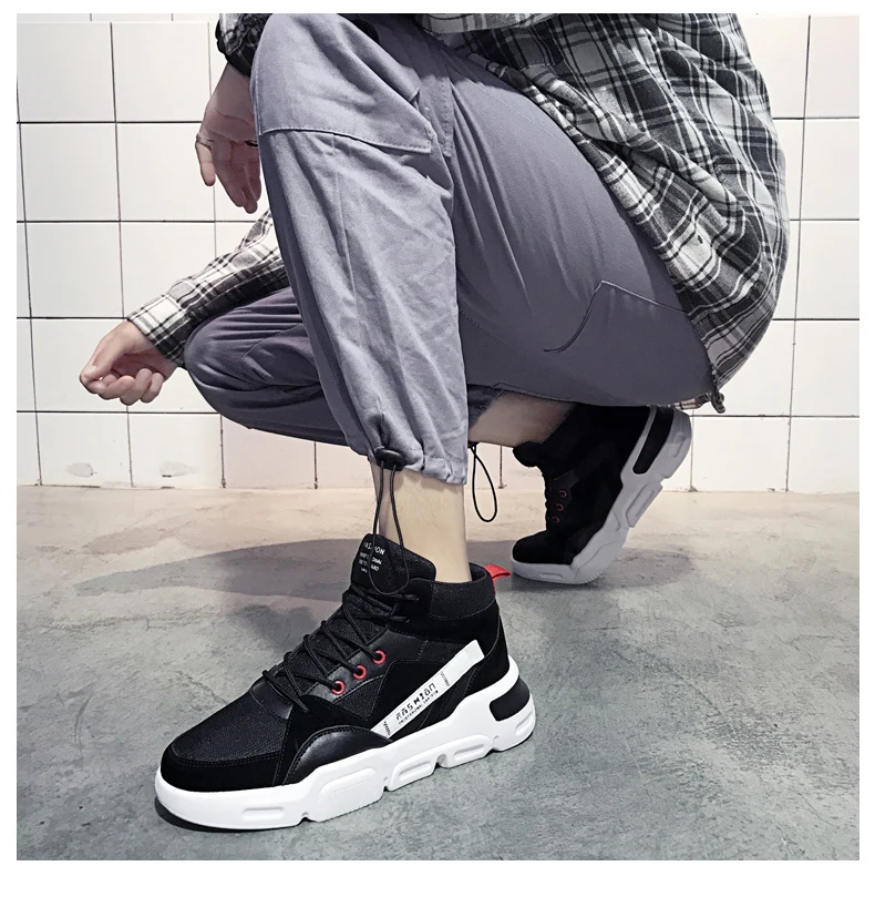 Leader Show Men Walking Shoes Lace-up Korean Version Of The high-top Shoes Trend Sport Shoes Zapatillas Hombre Men Sneaker