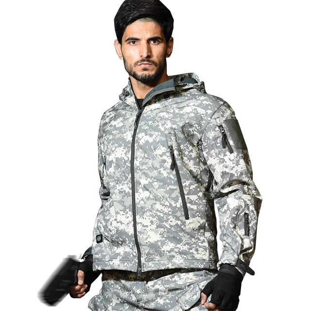 Outdoor Hiking Jacket+Shirts Soft Shell Outwear Windproof Windbreaker Military Shirt Tactical Fleece Jackets Hunting Clothes Set ACU jacket