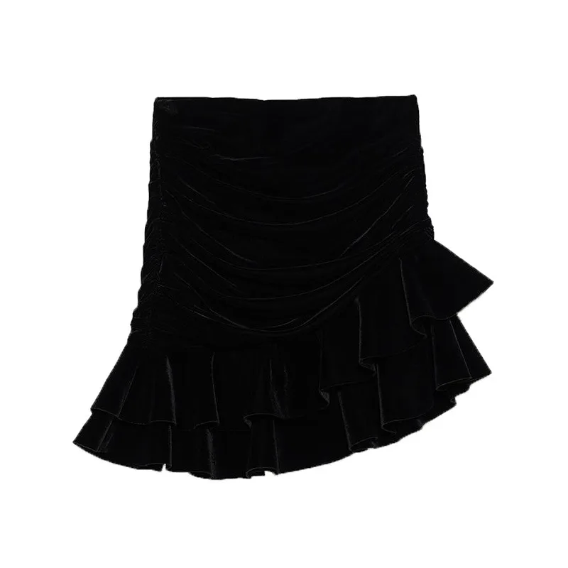 Huaxiafan, одноцветные юбки для женщин, Осень-зима, мини юбки, плиссированные черные женские юбки для фитнеса,, стильные новые юбки с высокой талией - Цвет: Черный