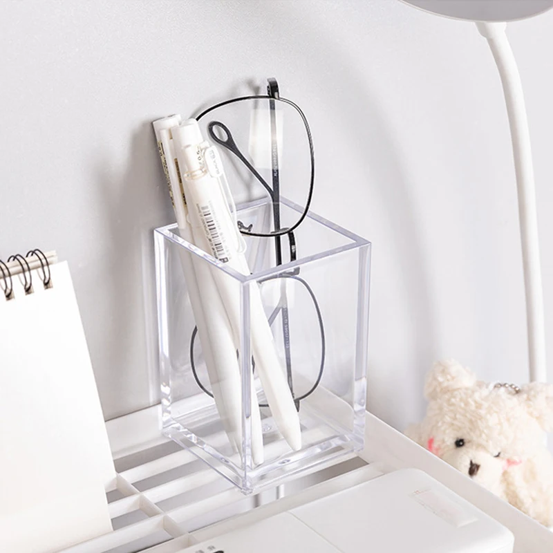 1/2/3/4 Slots Clear Makeup Brush Holder Pen Pencil Cup Stand Cosmetic Storage Box Desktop Stationery Organizer with Compartments