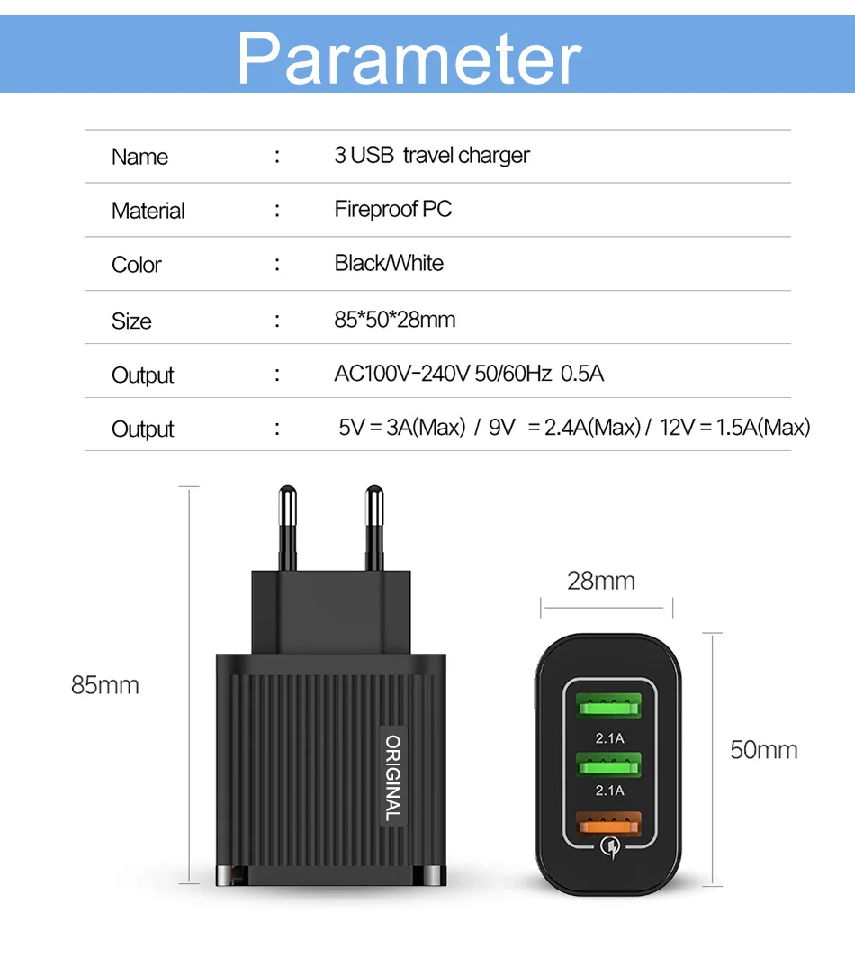 USB зарядное устройство для телефона Быстрая зарядка QC 3,0 для iPhone samsung Xiaomi huawei LG Быстрая зарядка планшет адаптер для мобильного телефона