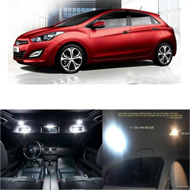 

9 шт., светодиодные лампы для салона автомобиля Hyundai i30