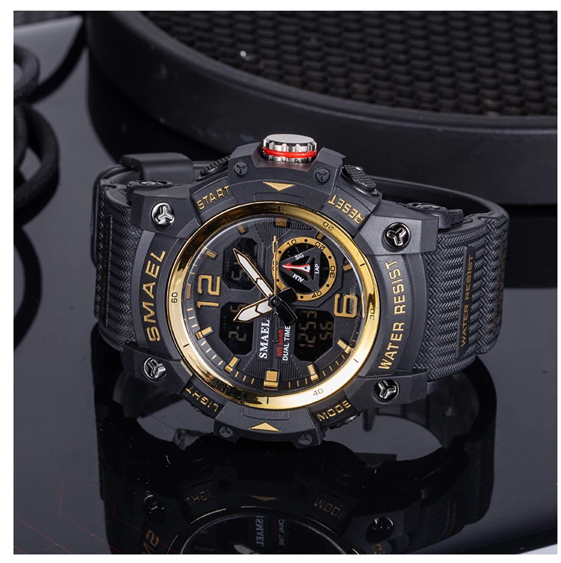 2022 New SMAEL Dual Time Men Watches 50m Waterproof Military Watches for Male 8007 Shock Resisitant Sport Watches Gifts Wtach