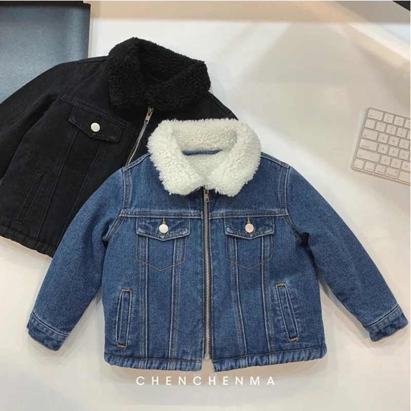 New Arrival Girls Boys Denim Thicken Coat Autumn Winter Baby Girl Clothes Kids Jacket 1-6 Years