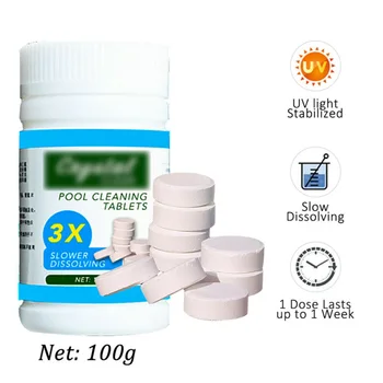 

Bottle Pool Cleaning Tablets Durable W/ Tablets Dispenser 100Pcs Pool For Home