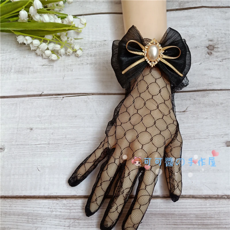 Перчатки ручной работы Лолита Hanayome Лолита великолепный стиль элегантный летний кружевной бант ручной манжеты для девочек-подростков Лолита Hime аксессуары