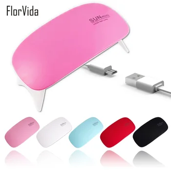 

6W Mini LED/UV Lamp USB Plug Mouse Type Pink Black White Red Sky Blue Foldable Lamp For UV Gel Polish Nail Dryer Machine
