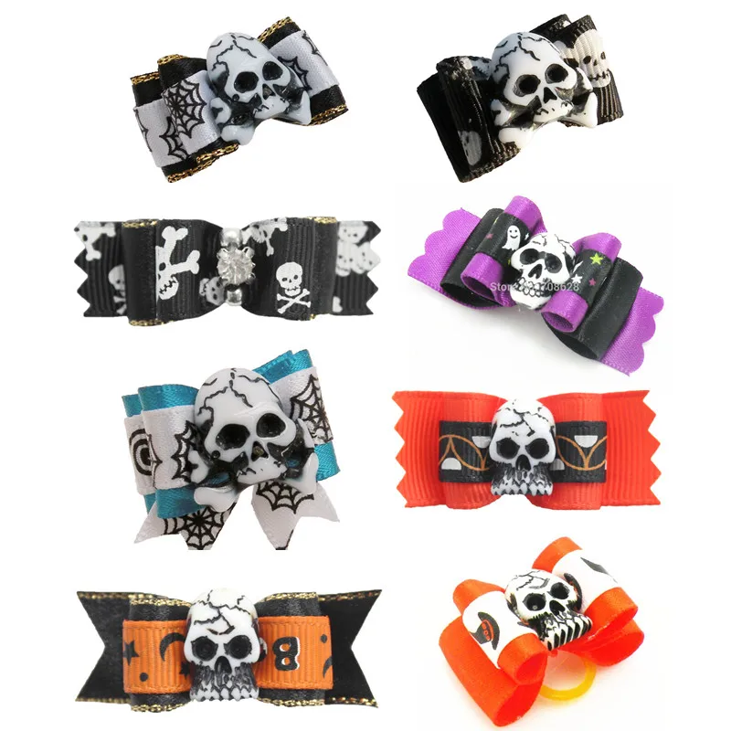 100PC-Lot-Halloween-Dog-Grooming-Bows-Skulls-Cat-Dog-Hair-Bows-Dog-Accessories-Holiday-Pet-Supplies