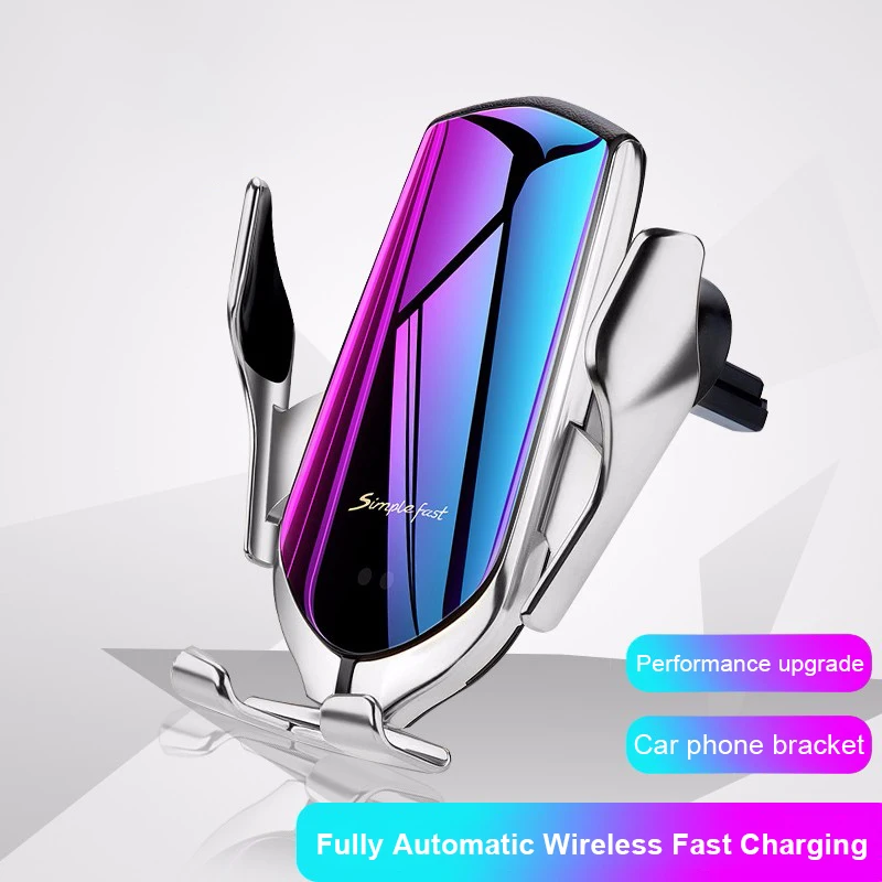  R1 Automatic Clamping 10W Wireless Charger Car Holder Smart Infrared Sensor Qi GPS Air Vent Mount M - 4000067269982
