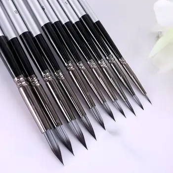 

10 Pcs Nylon Hair Artist Paint Brush Round Point Tip Set Tool Long Handle Acrylic Watercolor Art Supply