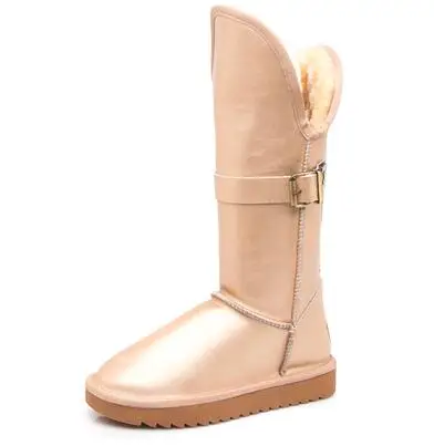 Cow leather inside increased winter snow cotton tube female thickening snow boots