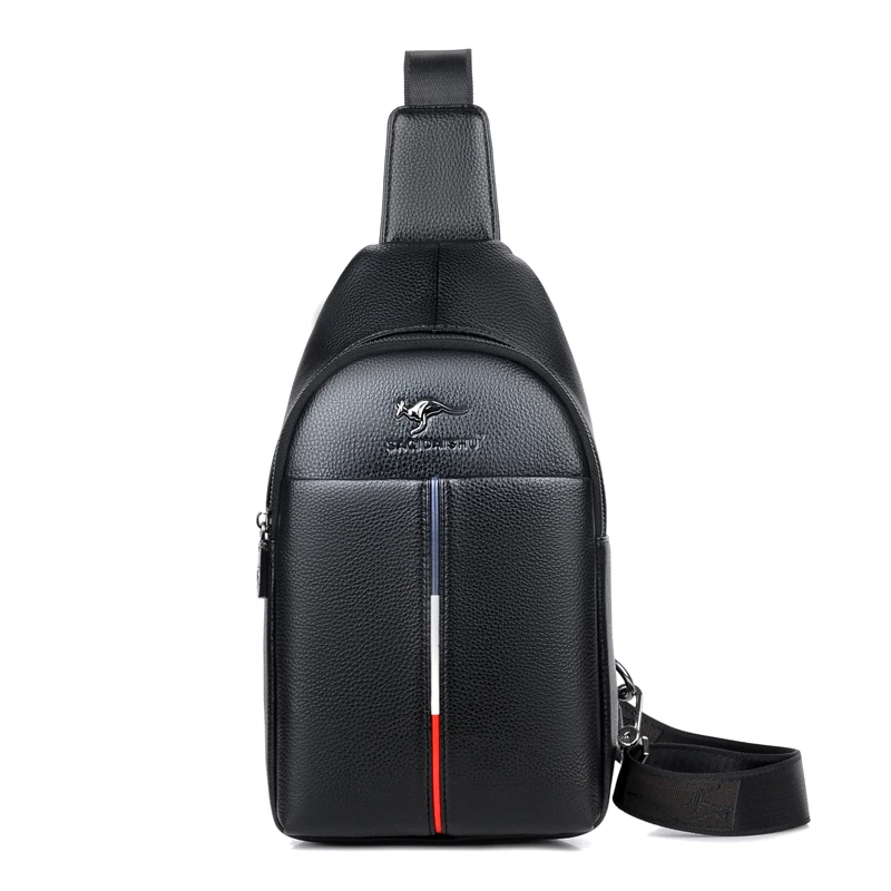 Fashion Man Sling Bag: Men's Leather Chest Pack Messenger Bag for Crossbody, Shoulder, and Handbag Use image 2