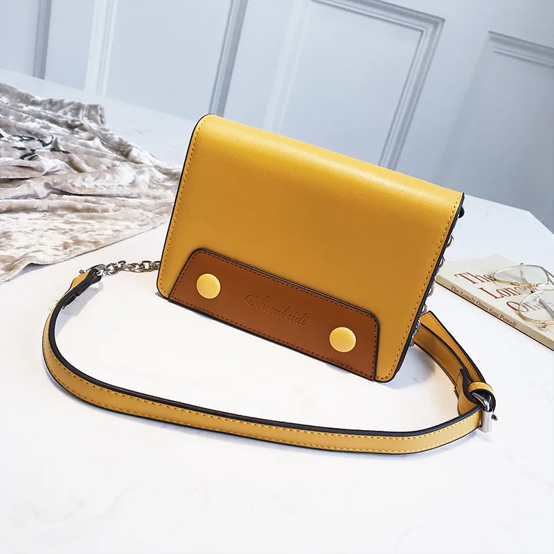 

2019 New Style Trapezoid Candy-Colored Square Sling Bag Button Robot Modeling Shoulder WOMEN'S Bag