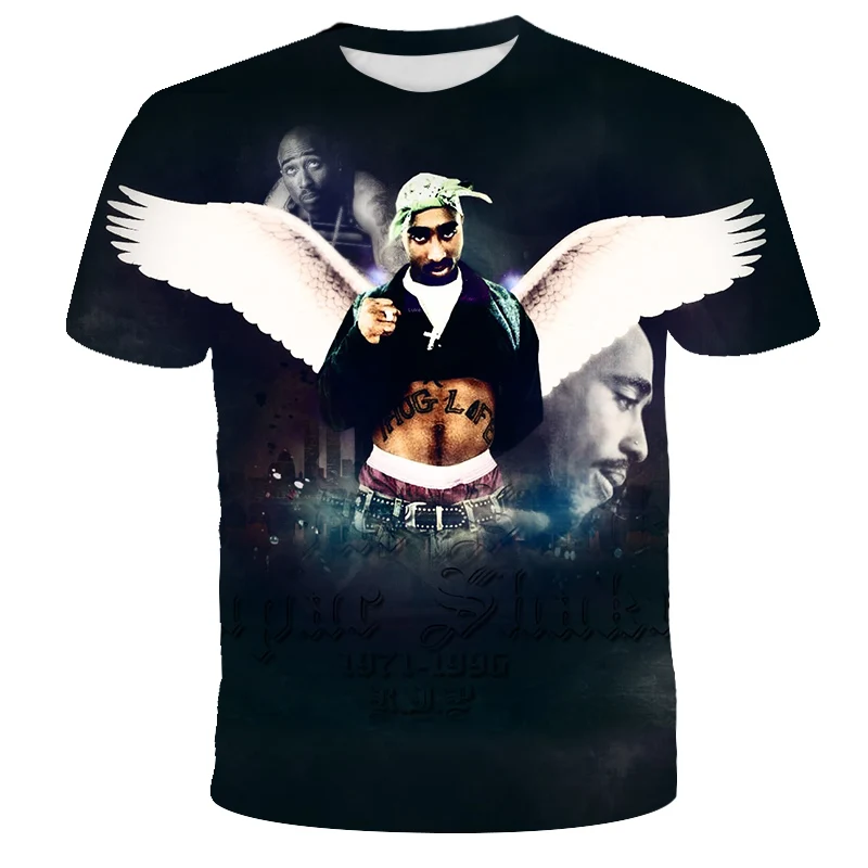 Новая летняя модная мужская и женская футболка Rapper 2pac Tupac 3d принт хип-хоп футболка s Повседневная крутая футболка для мужчин размера плюс 5XL - Цвет: T5090