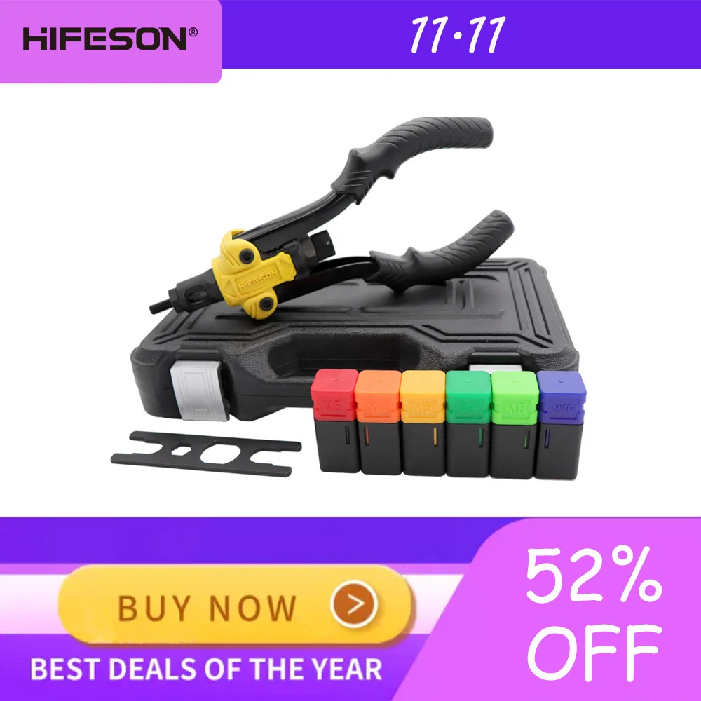 HIFESON High Quality Riveter Nut Gun Rivet Nut Tool 617 619 Rivet Insert Manual Rivnut Tool for Nuts afbeelding