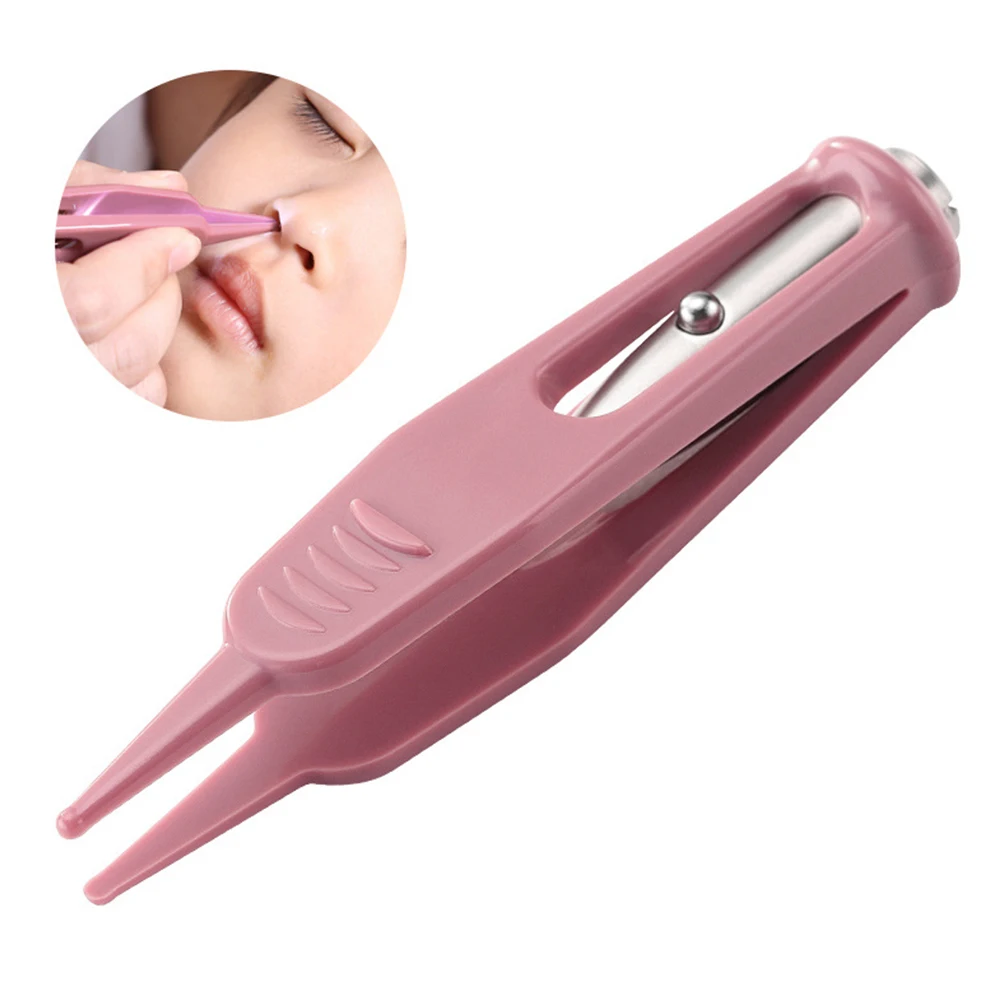 Plastic Visible Nose Cleaning Tweezer LED Flashlight Safety Clip Rustproof Baby Care Ear Forceps Navel Infant Newborn