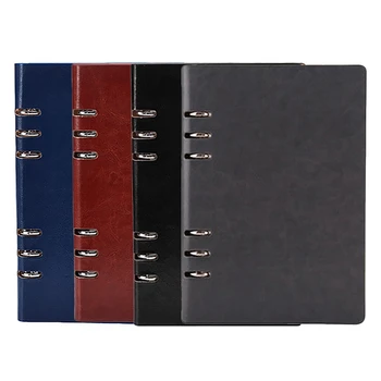 

A5 Paper Notebook, Six-Hole Loose-Leaf Office Stationery Business Spiral PU Diary Notebook (4 Copies)