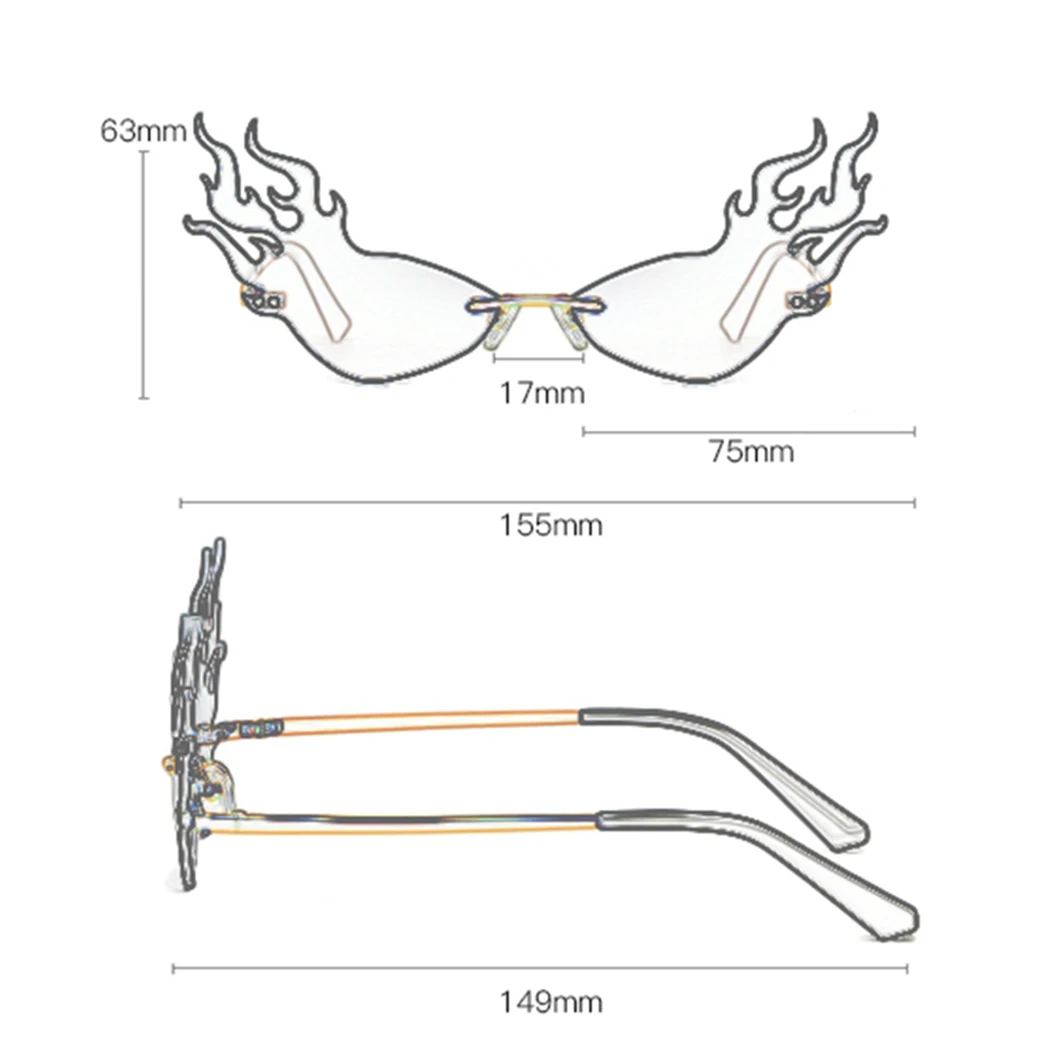 Горячая огонь пламя солнцезащитные очки Unisxe для женщин и мужчин без оправы волна Солнцезащитные очки Роскошные Металлические разноцветные Солнцезащитные очки женские