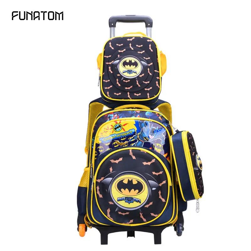 

new Children Kids school bags With Wheel Trolley Luggage set backpack Mochila Infantil Bolsas for boys and girls