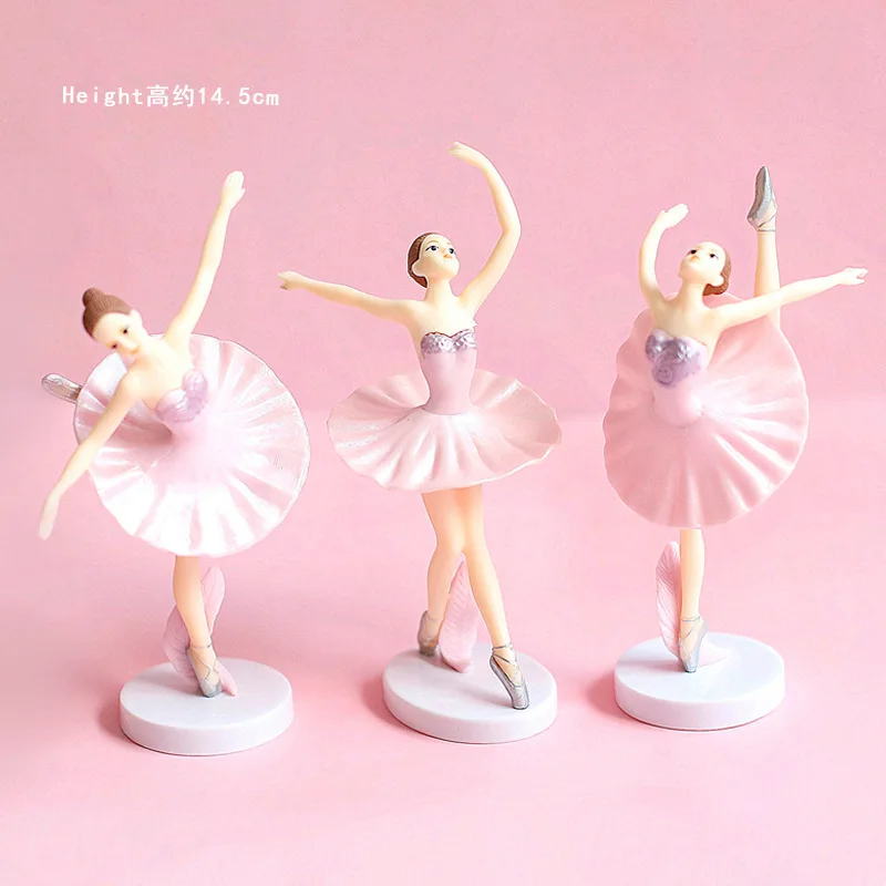 

3pcs/set White Elegant Ballet Girls Decorations Cake Topper Happy Birthday Wedding Bride Groom for Baking Party Supplies !
