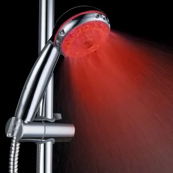 

New LED Chuveiro Shower Head Sprinkler Adjustable 3 Mode Ducha Rain Showers Heads Base Power Douche Temperature Sensor RGB Color