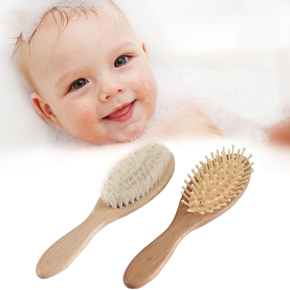 Soft Comb Newborns Portable Massage Gentle Toddlers Hair Brush Set Comfort Safety Exquisite Baby Shower Grooming Wooden