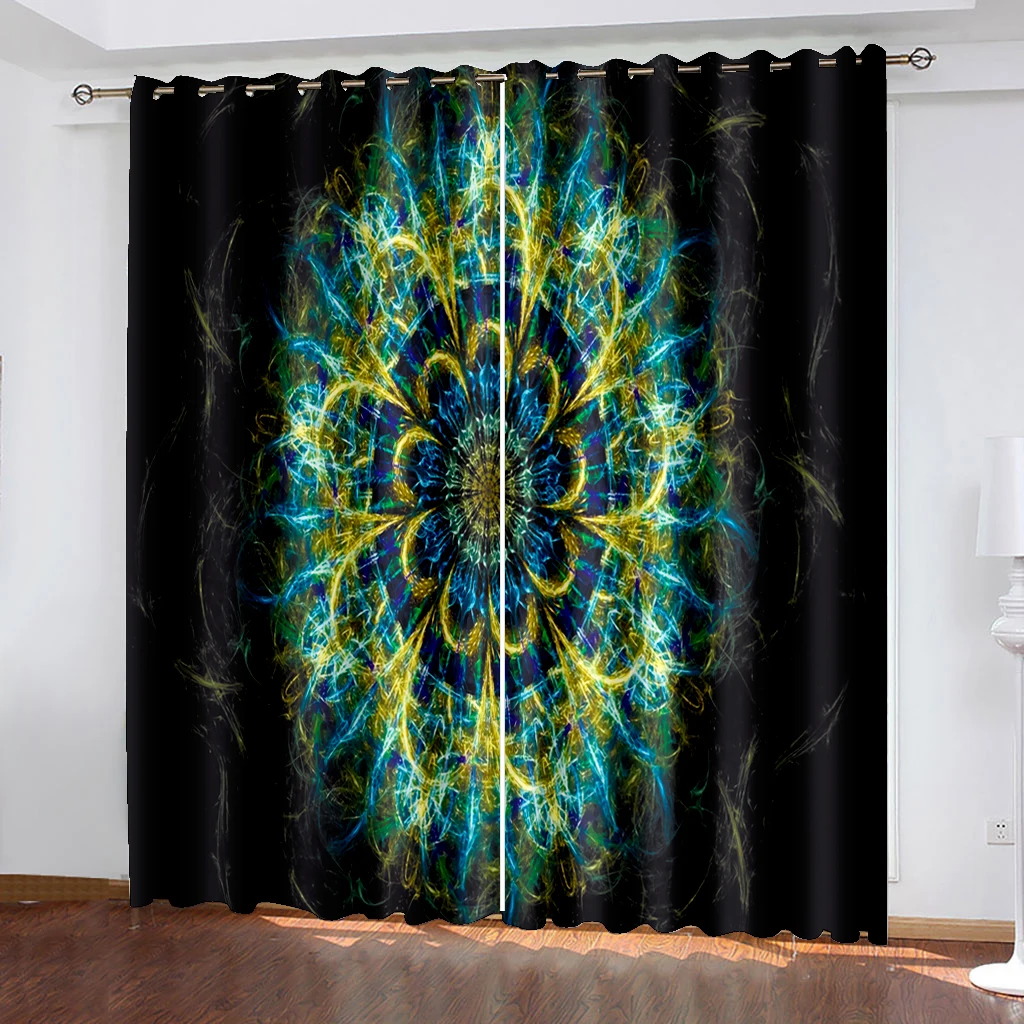 

Boho Blackout Curtain for Bedroom Backdrop Curtain Living Room Window Curtain Bohemian Drapes Decor(2Panels)カーテン Cotinas De Sala