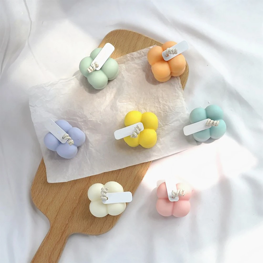 간장 왁스 촛불 귀여운 작은 큐브 기하학 촛불 왁스 무연 오일 아로마 테라피 촛불 웨딩 홈 장식