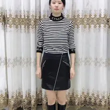 AMSIIKE Женская юбка из натуральной овчины кожаная юбка осенняя и зимняя новая женская кожаная юбка