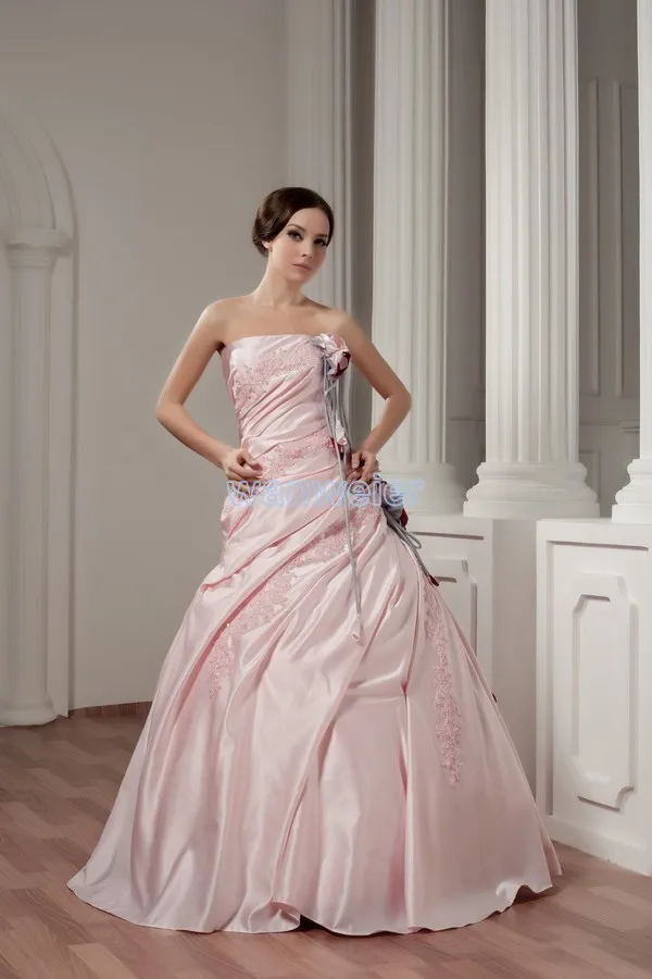 

free shipping 2014 fuchsia new design pink dress hot sale good quality custom size/color handmade flower ball gown wedding dress