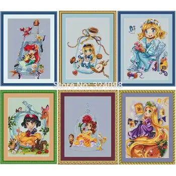 

Mermaid princess patterns Counted Cross Stitch 11CT 14CT color Aida DIY Chinese Cross Stitch Kits Embroidery Needlework Sets
