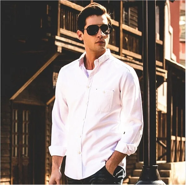 Luxury Fashion Men's Slim Fit Shirt Long Sleeve Formal Business Dress Shirts Casual Shirt Top New