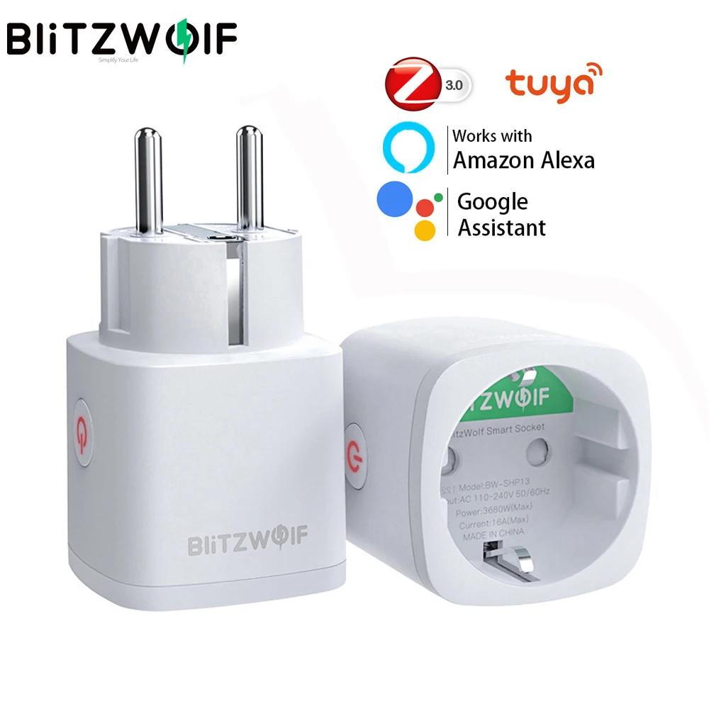 BlitzWolf BW-SHP13 EU Plug 3680W Zigbee 3.0 Smart Socket APP Remote Control Timer works with Alexa Google Assistant Smart Home smart plug smart plug outlet