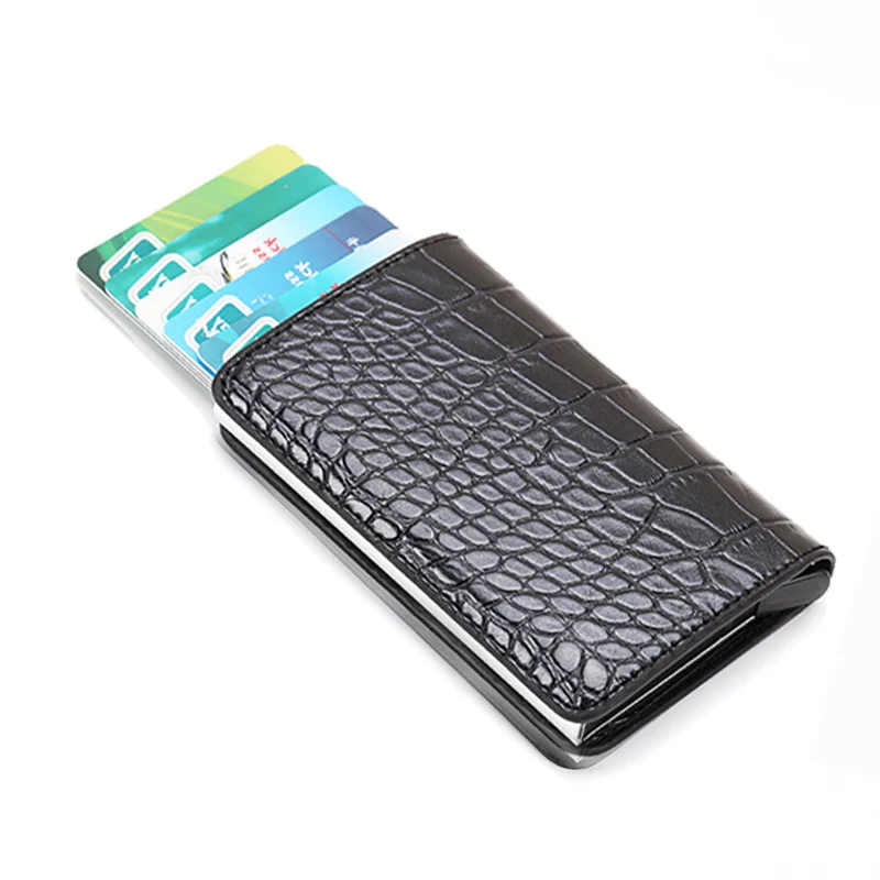 C-black-B DIENQI, Rfid, смарт-карта, мужской кошелек, сумка для денег, мужской, Ретро стиль, черный, кошелек,, маленький, волшебный, мини, тонкий, кошелек, тонкий, портфель, валлет - Цвет: C-black-B