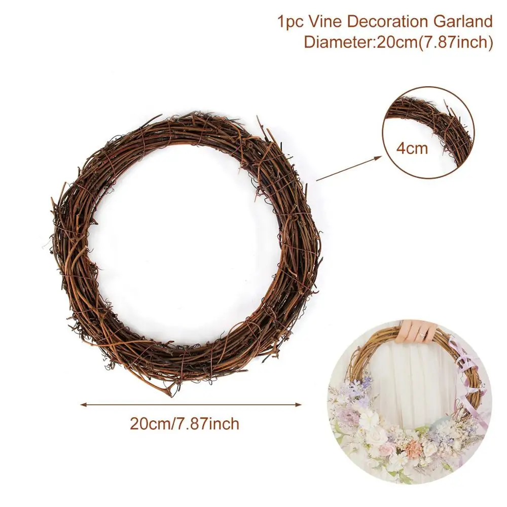 Rattan Wreath 03 Huiran металлическая Свадебная гирлянда, деревенский Свадебный декор, аксессуары, лоза, ручная гирлянда, украшение для свадьбы, Цветочная коробка, сумка - Цвет: Rattan Wreath 03