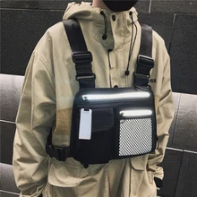 Мужская нагрудная Сумка светоотражающие тактические хип-хоп карманы функциональные карманы сумки на плечо Светоотражающие тактические карманы