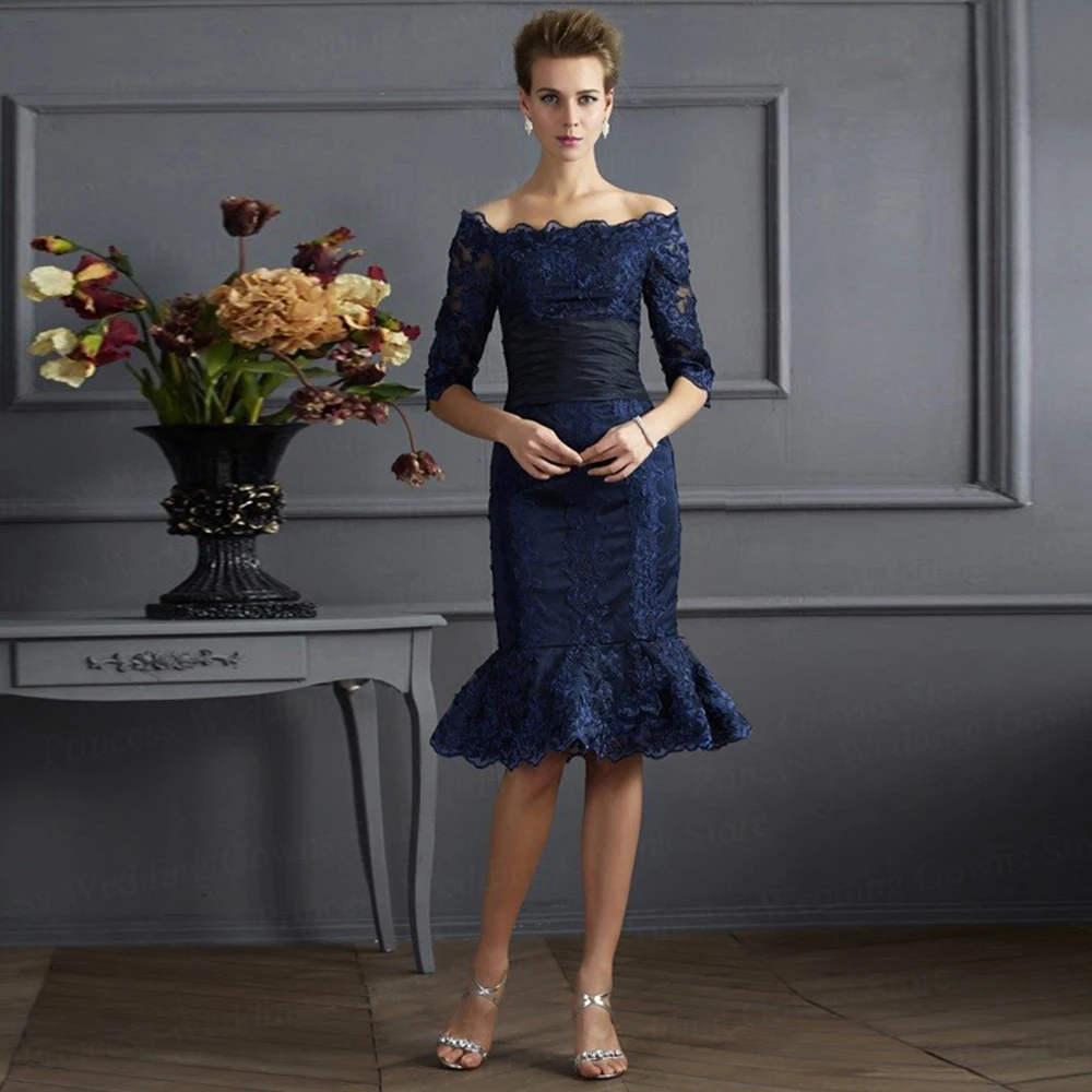 Sheath Knee Length Lace Mother Of The Bride Dresses Off Shoulder Half