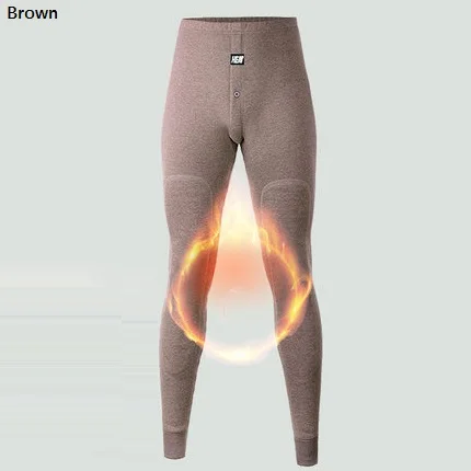 Brown Aismz New thermal underwear pants thick wear in very cold Winter underpants for Russian Canada and European men Protect the knee - Цвет: Brown