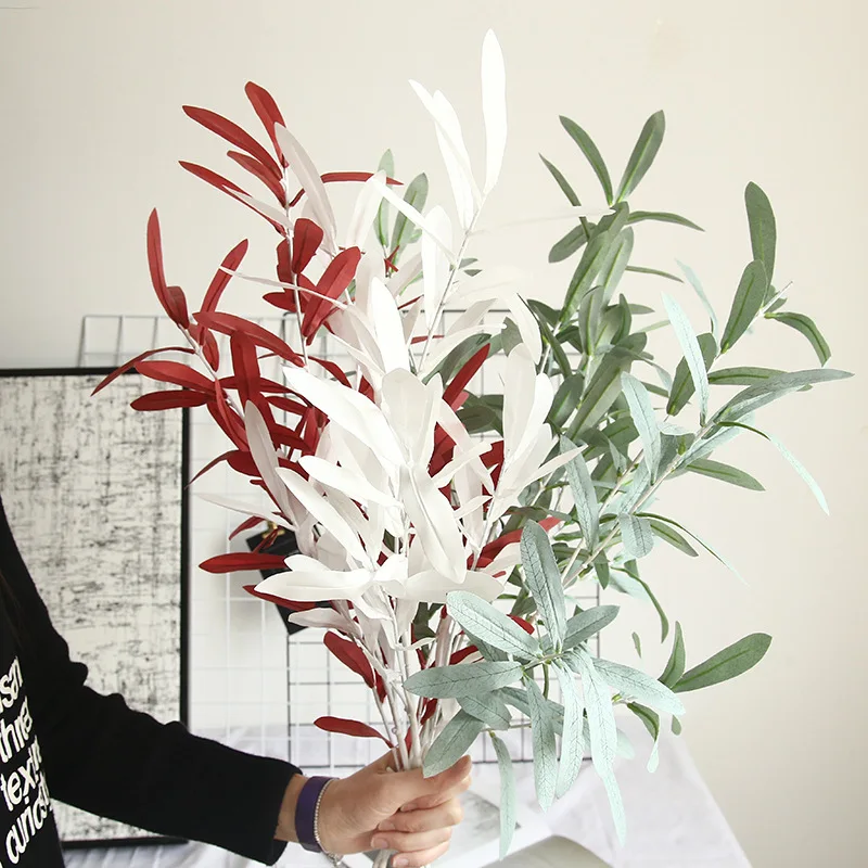 1 шт. шелк искусственный завод 6 вилка белая ветка Оливковый лист 3 цвета DIY свадебная домашняя Рождественская вечеринка организовать украшения поставки