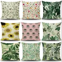 Green Plant Leaf Flower Cushion Geometric Decorative Throw Pillow Linen Pillowcase Home Decor Decoration Cushions 3