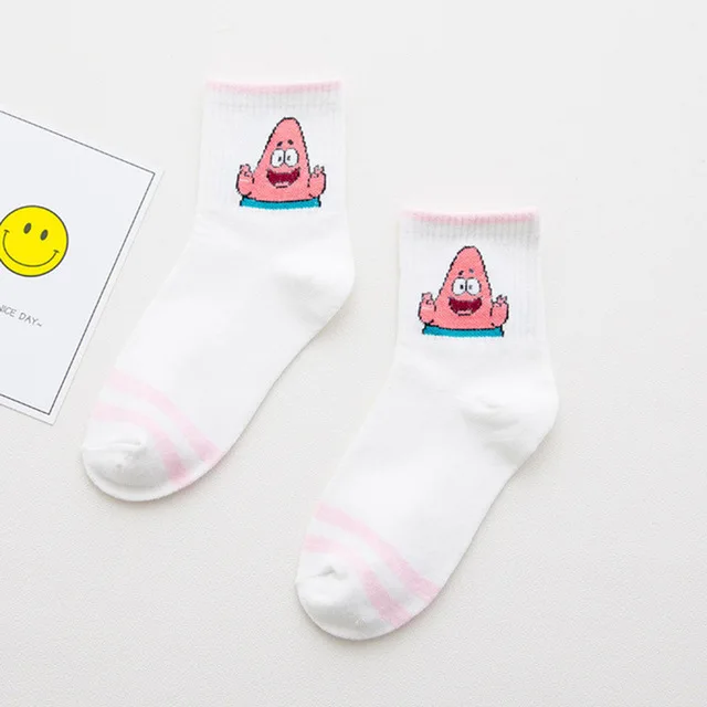 Милые корейские носки с героями мультфильмов; Уникальные забавные женские носки bob esponja; дышащие удобные короткие носки kawaii - Цвет: PDX 1
