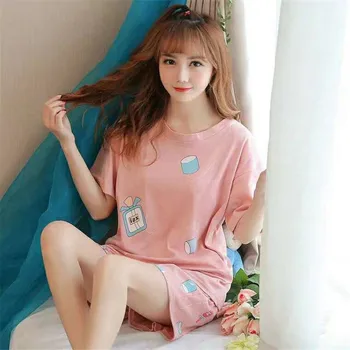 

Women Cartoon Print Pajama Sets Short Sleeve Top And Shorts Nightwear Pajama Set Comfortable Ladies Summer Sleepwear Outfits