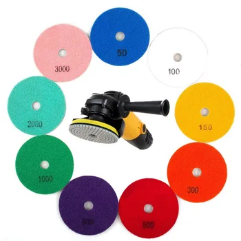 

1Pcs 3"/4'' 50-3000 Grit Wet/Dry Diamond Polishing Pads Grinding Discs Round Shape For Granite Stone Concrete Marble Polish