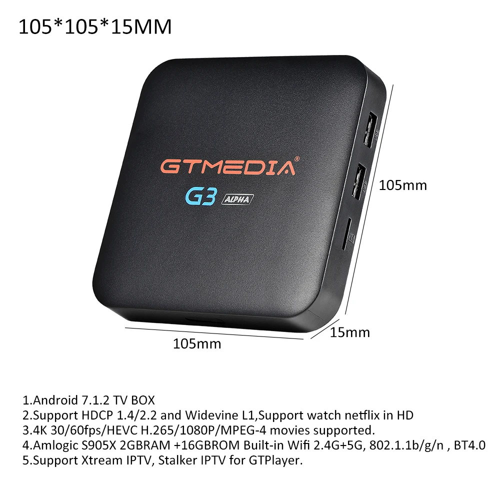 G3 Alpha Android tv Box Amlogic S905X 2GBRAM+ 16GBROM Поддержка HDCP 1,4/2,2 и Widevine L1, поддержка часов Netflix в HD
